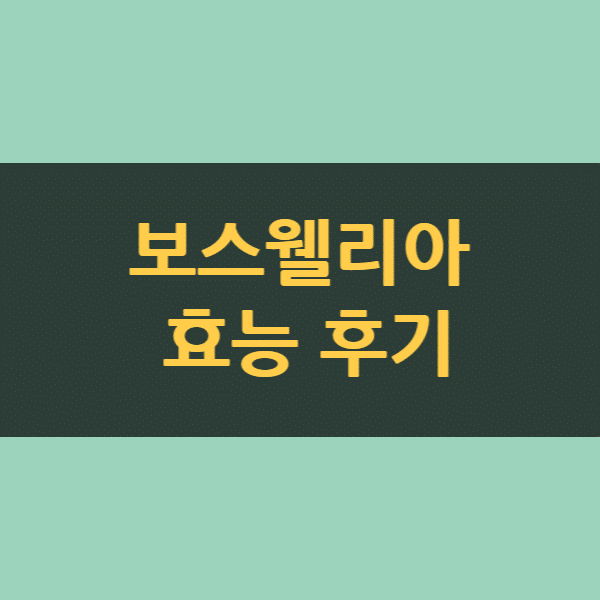 보스웰리아 효능 후기 (실제 2개월 섭취 후 작성)