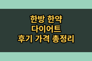 한방 다이어트 후기 가격 (내돈내산 솔직후기)