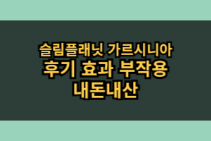 슬림플래닛 가르시니아 효과 부작용 솔직 후기