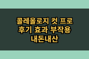 콜레올로지 컷 프로 내돈내산 후기 + 효과 부작용 초정리