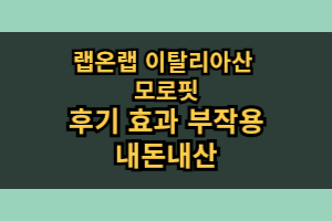 랩온랩 이탈리아산 모로핏 효과 부작용 내돈내산 후기