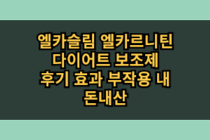 엘카슬림 엘카르니틴 다이어트 보조제 효과 부작용 솔직 후기